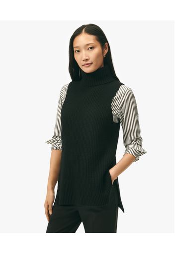 Wool Cashmere Sleeveless Turtleneck Sweater - Donna Maglieria Black M