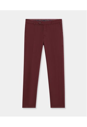 Slim Fit Cotton Chinos - Uomo Pantaloni Casual Burgundy 34