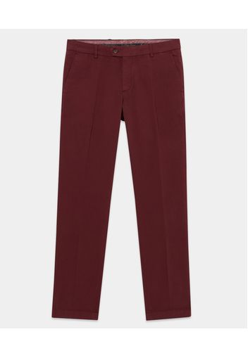 Slim Fit Cotton Chinos - Uomo Pantaloni Casual Burgundy 44