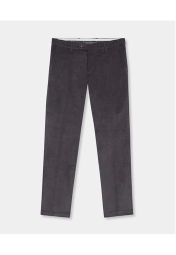 Slim Fit Cotton Corduroy Chinos - Uomo Pantaloni Casual Dark Grey 31