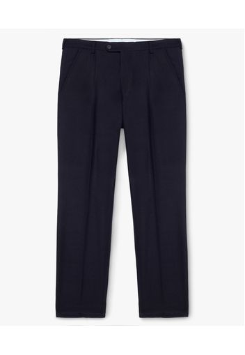 Navy-blue Wool-blend Regular Fit Trousers With Pleats - Uomo Pantaloni Navy 38