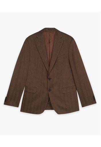 Brown Virgin Wool And Linen Blazer - Uomo Giacche E Blazer Brown 48