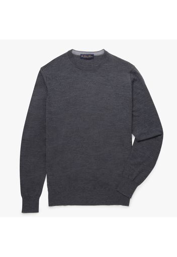 Maglione con collo a giro in lana Merino - male Grigio scuro XS