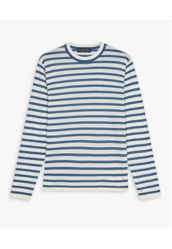 Light Blue Striped Crewneck Sweater - Uomo Maglieria Denim S