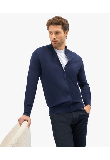 Navy Silk-cashmere Blend Zip-up Cardigan - Uomo Maglieria Navy Xs