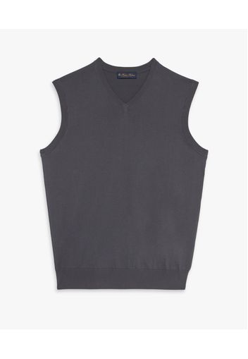 Dark Grey Cotton Sweater Vest - Uomo Maglieria Dark Grey L