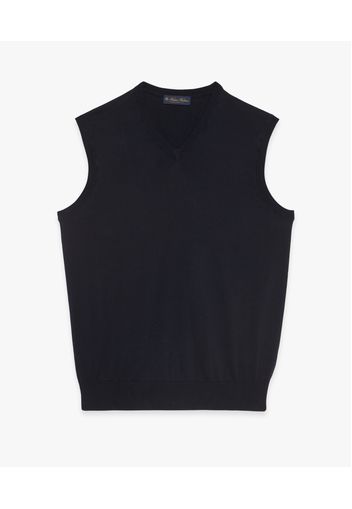 Navy Cotton Sweater Vest - Uomo Maglieria Navy L