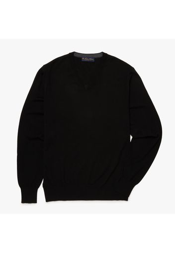 Maglione con collo a V in lana Merino - male Nero S