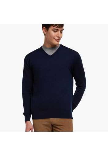 Maglione con collo a giro in lana Merino - male Blu navy S