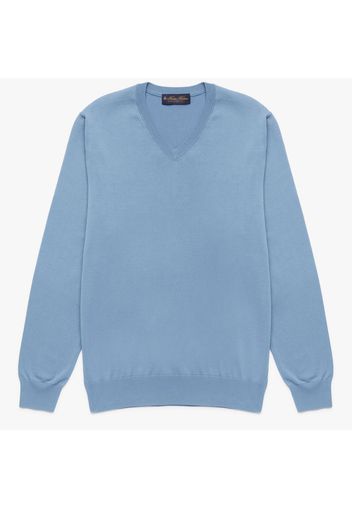 Pullover in cotone makò con collo a V - male Azzurro S