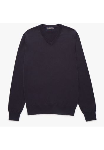 Pullover in cotone makò con collo a V - male Blu navy S