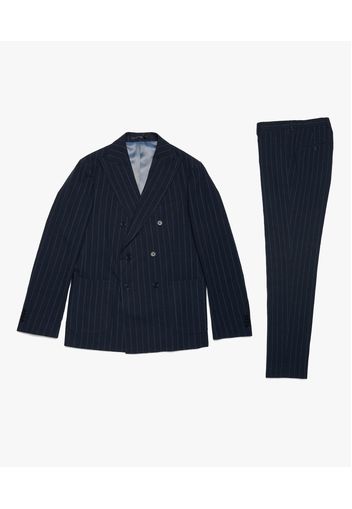 Viscose-cotton/linen Blend Pinstripe Suit - Male Suits Navy 36