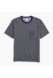 T-Shirt a righe in cotone fiammato con taschina - male Righe blu navy L