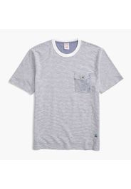 T-Shirt a righe in cotone fiammato con taschina - male Righe celesti L