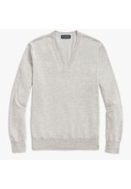 Maglione in cotone Supima con collo a V - male Grigio L