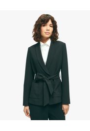 Giacca In Poliestere Elasticizzato Blu Navy - Donna Giacche E Blazer Nero 10