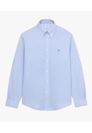 Blue Regular-fit Non-iron Stretch Cotton Shirt With Button-down Collar - Uomo Camicie Sportive Blue Xl