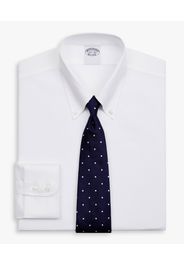White Regular Fit Non-iron Stretch Supima Cotton Twill Dress Shirt With Button Down Collar - Uomo Camicie Eleganti White 17