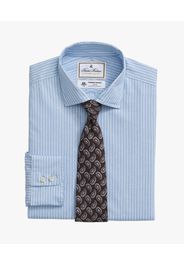 Camicia Azzurra A Righe Regular Fit In Cotone E Lino Con Collo Semi Francese - Uomo Camicie Eleganti Blu Chiaro 16