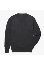 Maglione con collo a V in lana Merino - male Grigio scuro S