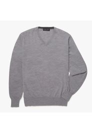 Maglione con collo a V in lana Merino - male Grigio medio S