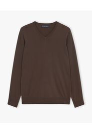 Maglione Marrone In Cotone A Scollo A V - Uomo Maglieria Marrone L