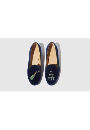 Slippers Daisy Blue Velvet Velluto