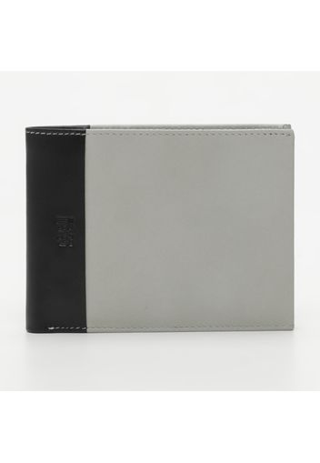 Portafoglio in pelle - grigio e nero - 12.5 x 9.5 cm