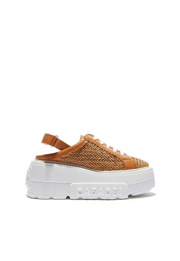 Nexus Hanoi Slingback Sneakers, Suola XXL, Natur, Pelle vegana intrecciata a taglio vivo