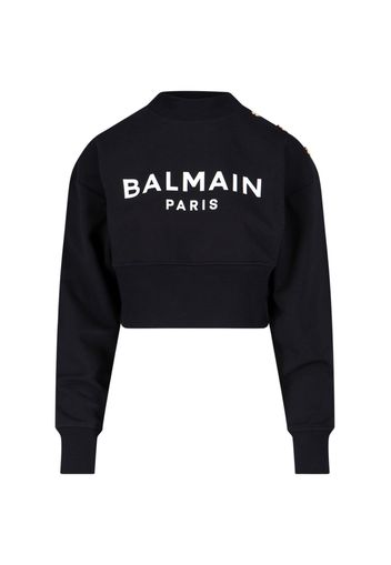 balmain felpa crop logo