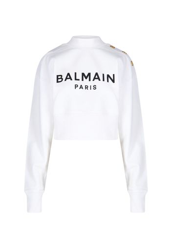 balmain felpa crop logo