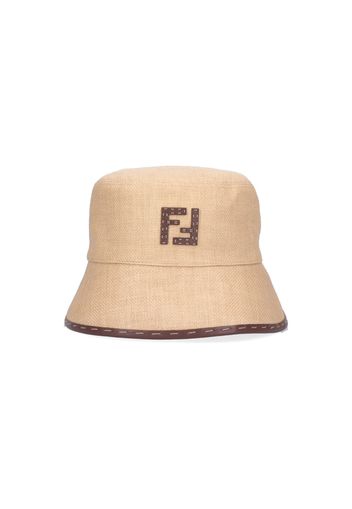 fendi cappello bucket logo rafia