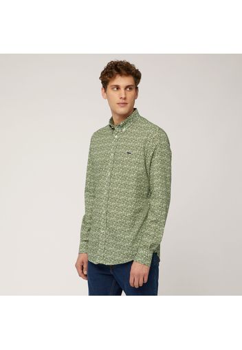 Camicia In Popeline Di Cotone Con Stampa Floreale, Verde, Taglia: XL