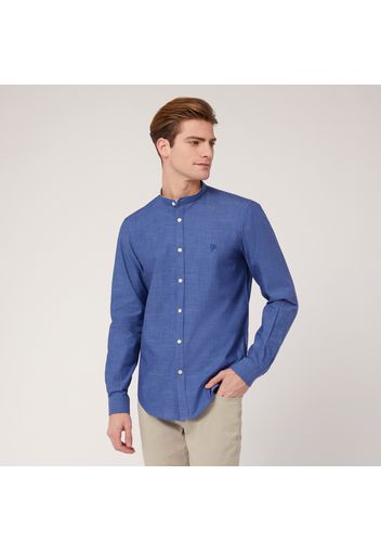 Camicia Con Collo Alla Coreana, Blu Denim, Taglia: XXL