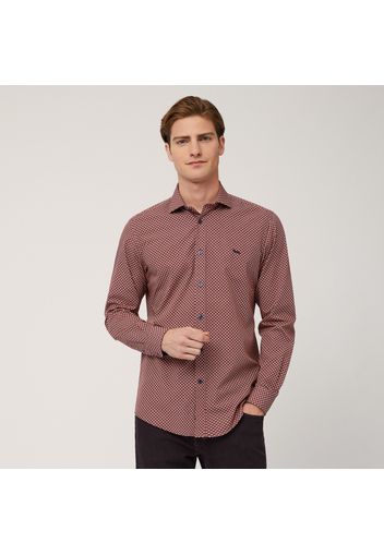 Camicia Fantasia Geometrica, Rosso, Taglia: L