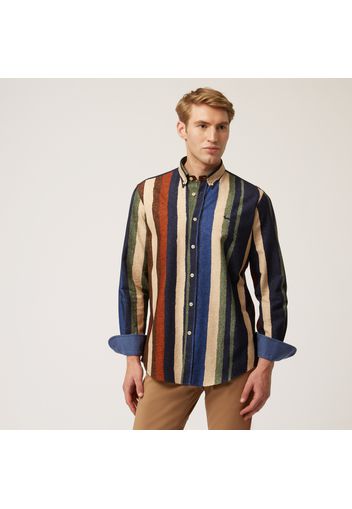 Striped Cotton Shirt - Uomo Camicie Blu Navy Xl