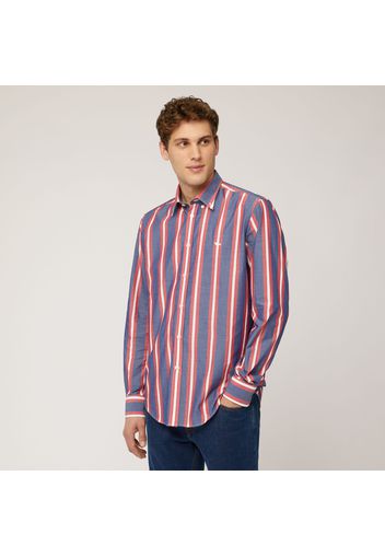 Camicia In Cotone A Righe Alternate, Blu Navy, Taglia: S