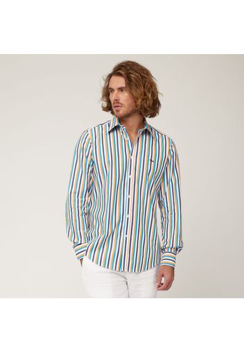 Camicia In Cotone A Righe Verticali, Arancione, Taglia: M