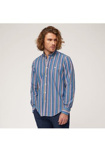 Camicia In Cotone A Righe, Blu Navy, Taglia: L