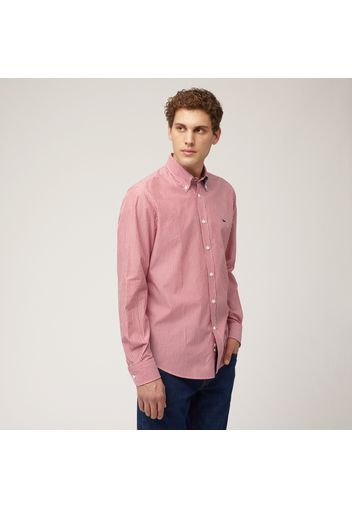 Camicia In Popeline Di Cotone Organico A Righe, Rosso, Taglia: S