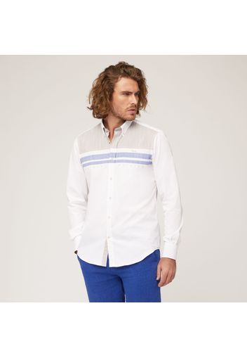 Camicia In Cotone Con Inserti A Contrasto, Bianco, Taglia: XXL