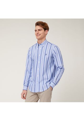 Camicia A Righe In Cotone, Azzurro, Taglia: L