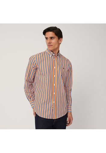 Camicia In Cotone A Righe, Arancio, Taglia: L