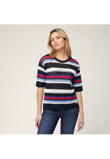 Maglia Traforata A Righe, Blu Navy, Taglia: S