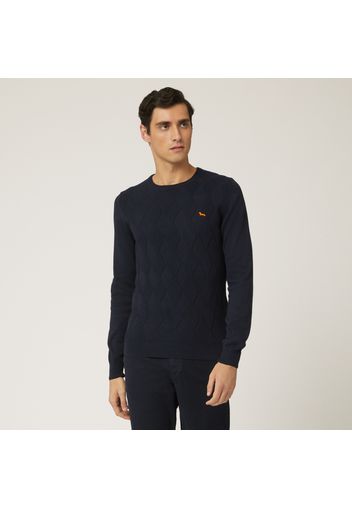 Crew-neck Pullover With Argyle Motif On The Front - Uomo Maglieria E Felpe Blu Navy M