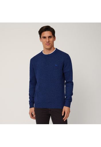 Pullover In Misto Lana Mouliné, Blu, Taglia: L