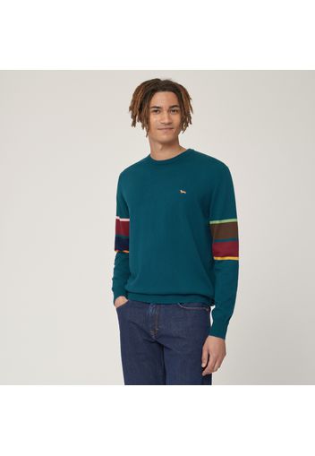 Pullover Maniche Color Block, Blu, Taglia: L