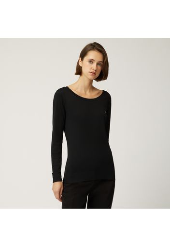Modal And Cotton Slim Pullover - Donna T-shirts Nero Xs