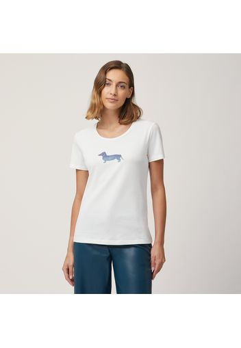 T-Shirt Con Logo Bassotto, Bianco, Taglia: L