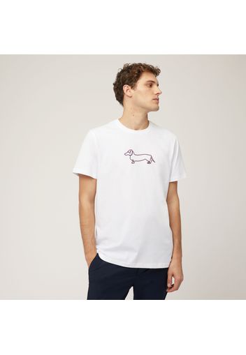 T-Shirt Con Stampa Bassotto 3D, Bianco, Taglia: S